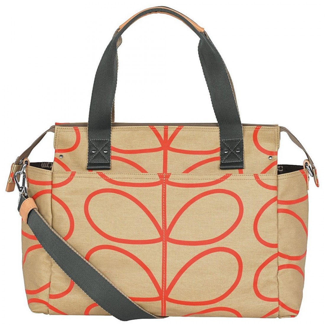 Orla Kiely Giant Linear Zip Messenger Baby Changing Bag, Stone 18SELIN913